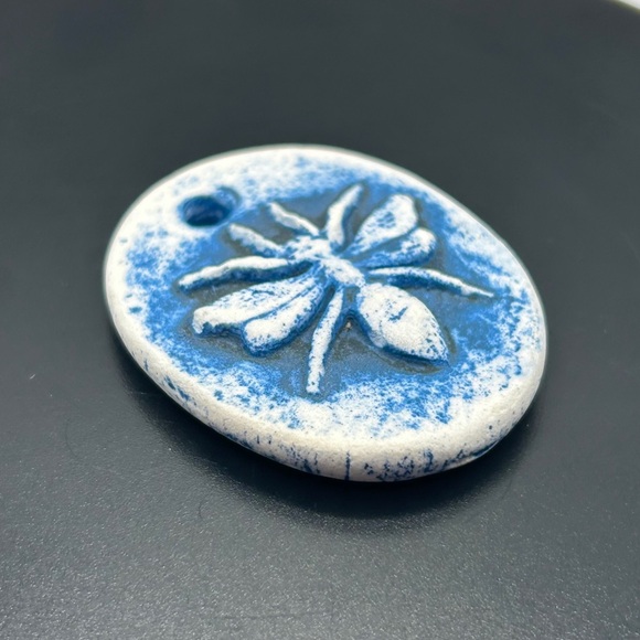 Artisan Bumblebee Blue and White Ceramic Pendant - Picture 3 of 10